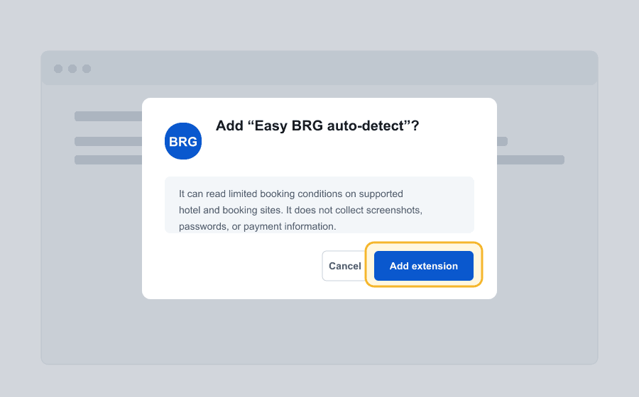 Add extension button in the Chrome confirmation dialog